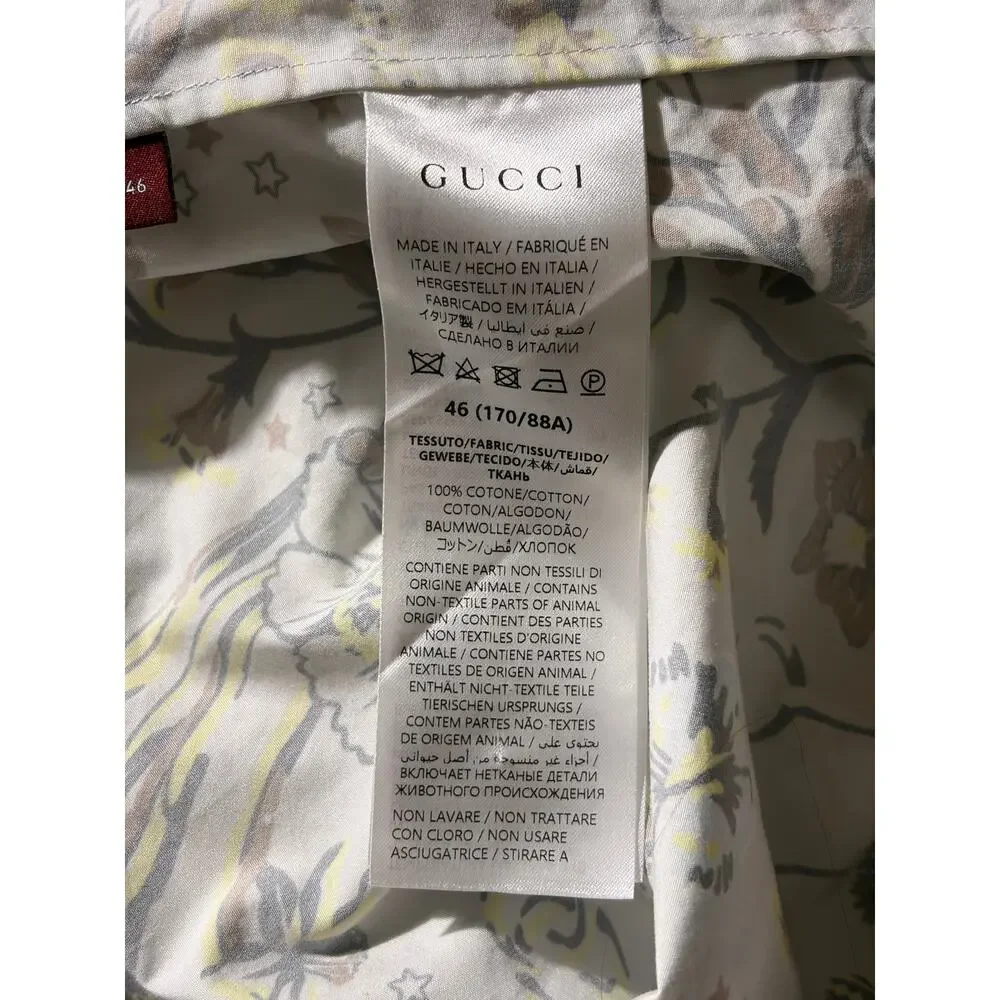 Authentic 2024 Gucci Sabato De Sarno Floral & Monogram Print Casual Shirt Men 46
